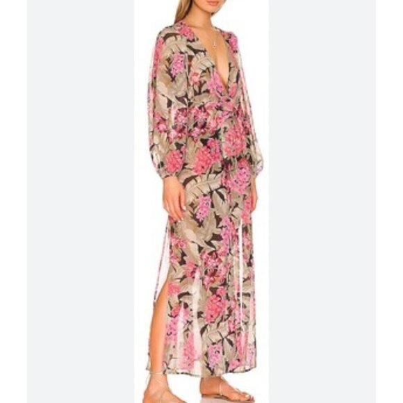 Beach Riot Other - Beach Riot Ryan swim cover dress floral print, pink/black/green , Size S